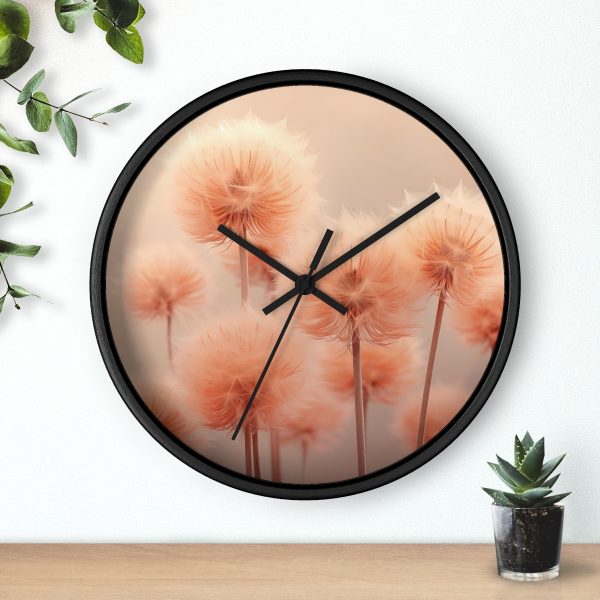 Misty Peach Dandelions - Wood Frame Wall Clock - Image 6