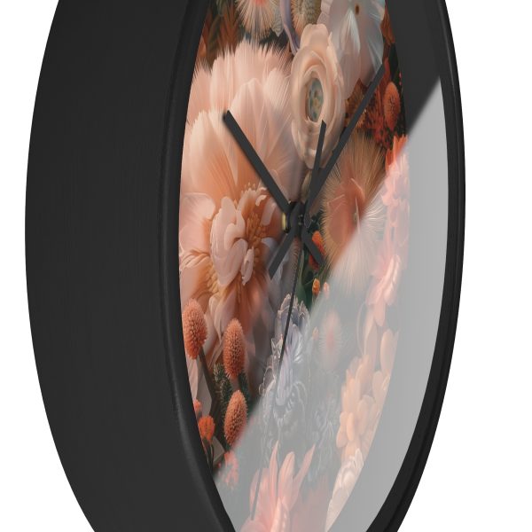 Lustrous Peach Baroque Floral 01 - Wood Frame Wall Clock - Image 2