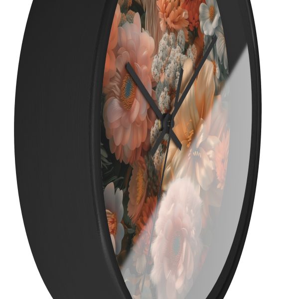 Lustrous Peach Baroque Floral 02 - Wood Frame Wall Clock - Image 5