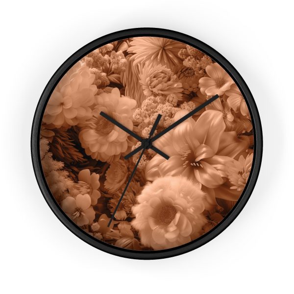 Lustrous Peach Fuzz Tone Baroque Floral 02 - Wood Frame Wall Clock - Image 4