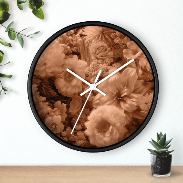 Lustrous Peach Fuzz Tone Baroque Floral 02 - Wood Frame Wall Clock - Image 9