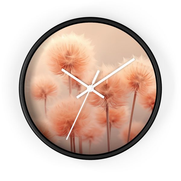 Misty Peach Dandelions - Wood Frame Wall Clock - Image 7