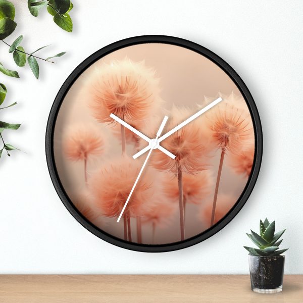 Misty Peach Dandelions - Wood Frame Wall Clock - Image 9