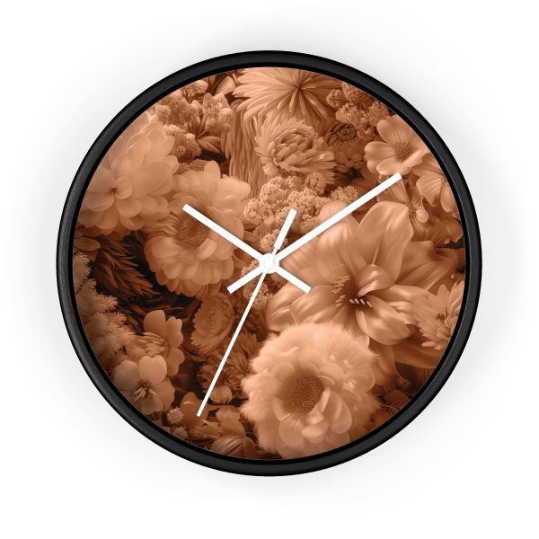 Lustrous Peach Fuzz Tone Baroque Floral 02 - Wood Frame Wall Clock - Image 7