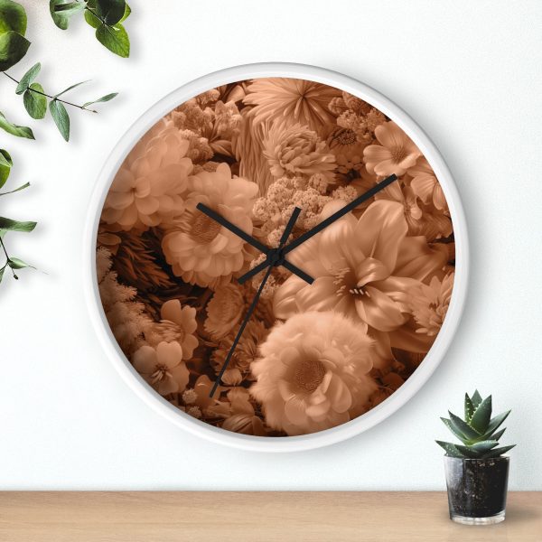 Lustrous Peach Fuzz Tone Baroque Floral 02 - Wood Frame Wall Clock - Image 12