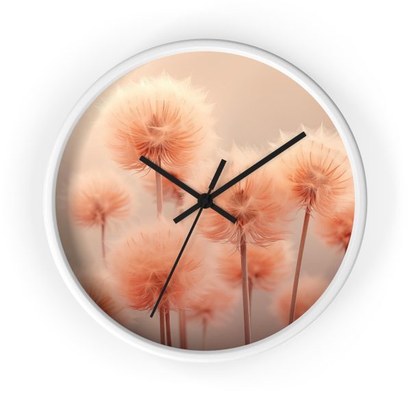 Misty Peach Dandelions - Wood Frame Wall Clock - Image 10