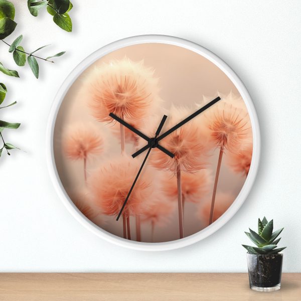 Misty Peach Dandelions - Wood Frame Wall Clock - Image 12