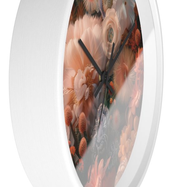 Lustrous Peach Baroque Floral 01 - Wood Frame Wall Clock - Image 8