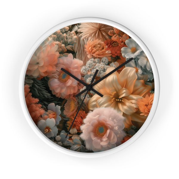 Lustrous Peach Baroque Floral 02 - Wood Frame Wall Clock - Image 10