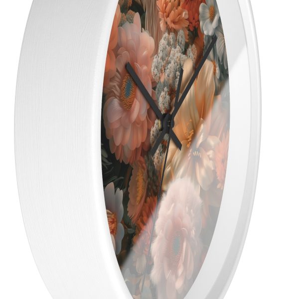 Lustrous Peach Baroque Floral 02 - Wood Frame Wall Clock - Image 11