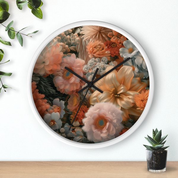 Lustrous Peach Baroque Floral 02 - Wood Frame Wall Clock - Image 12