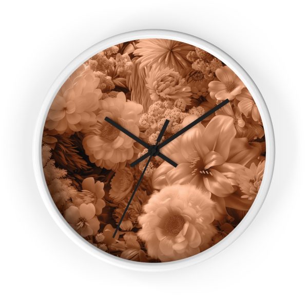 Lustrous Peach Fuzz Tone Baroque Floral 02 - Wood Frame Wall Clock - Image 10