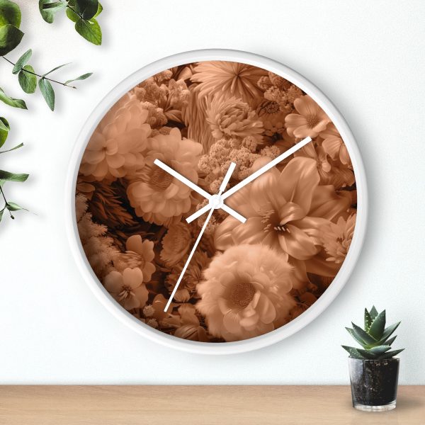 Lustrous Peach Fuzz Tone Baroque Floral 02 - Wood Frame Wall Clock - Image 15