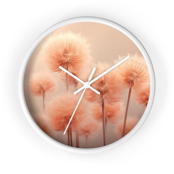 Misty Peach Dandelions - Wood Frame Wall Clock - Image 13