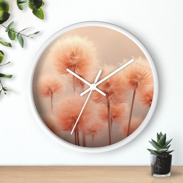 Misty Peach Dandelions - Wood Frame Wall Clock - Image 15