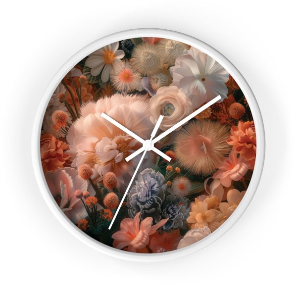 Lustrous Peach Baroque Floral 01 - Wood Frame Wall Clock - Image 10