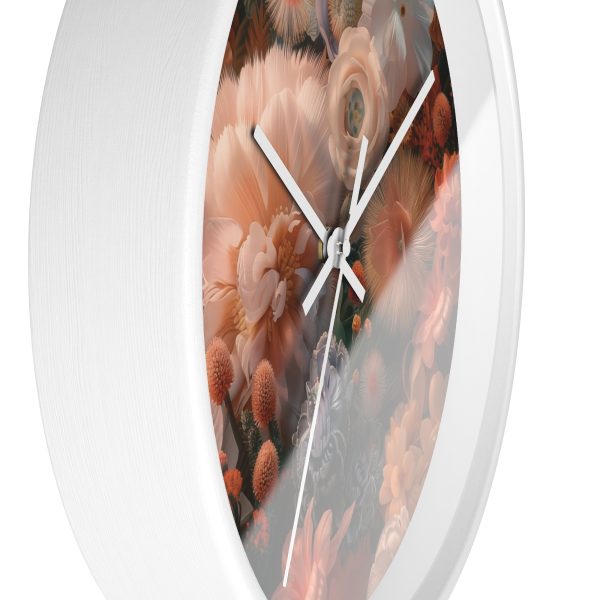 Lustrous Peach Baroque Floral 01 - Wood Frame Wall Clock - Image 11