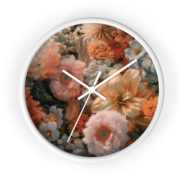 Lustrous Peach Baroque Floral 02 - Wood Frame Wall Clock - Image 13