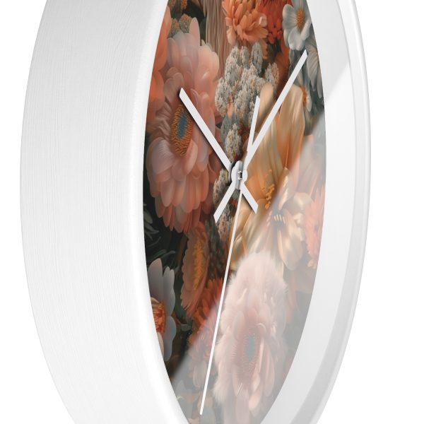 Lustrous Peach Baroque Floral 02 - Wood Frame Wall Clock - Image 14