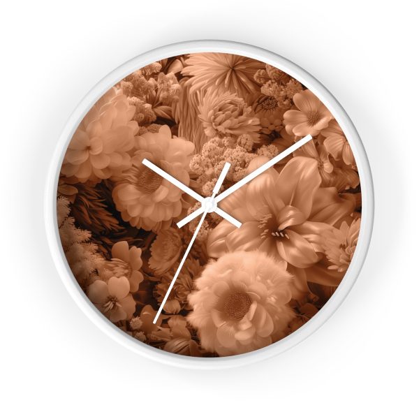 Lustrous Peach Fuzz Tone Baroque Floral 02 - Wood Frame Wall Clock - Image 13