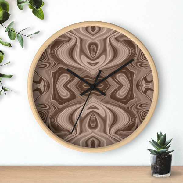 Lipnotic Kaleidoscope Background In Almondine 04 - Wood Frame Wall Clock - Image 3