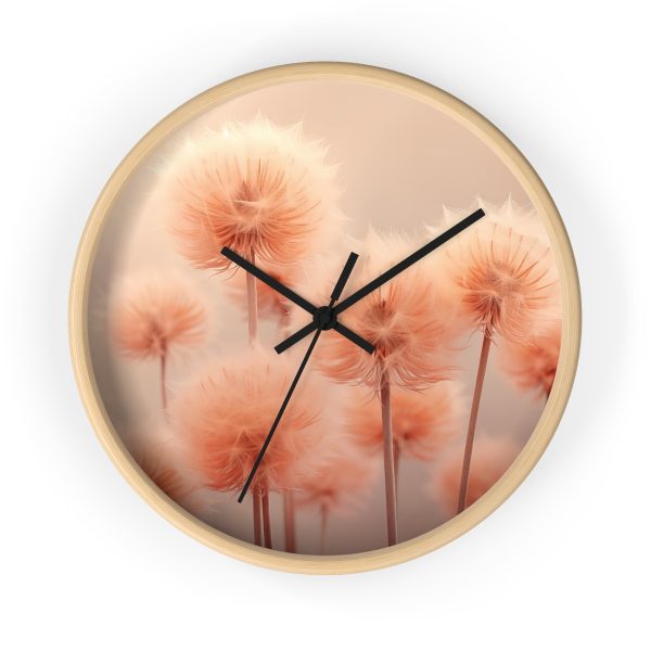 Misty Peach Dandelions - Wood Frame Wall Clock - Image 16