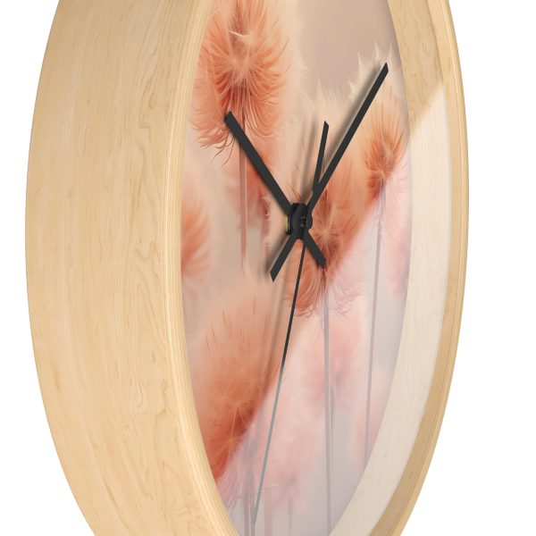 Misty Peach Dandelions - Wood Frame Wall Clock - Image 17