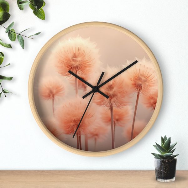 Misty Peach Dandelions - Wood Frame Wall Clock - Image 18