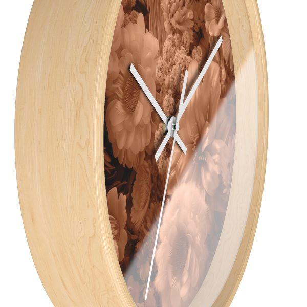 Lustrous Peach Fuzz Tone Baroque Floral 02 - Wood Frame Wall Clock - Image 17