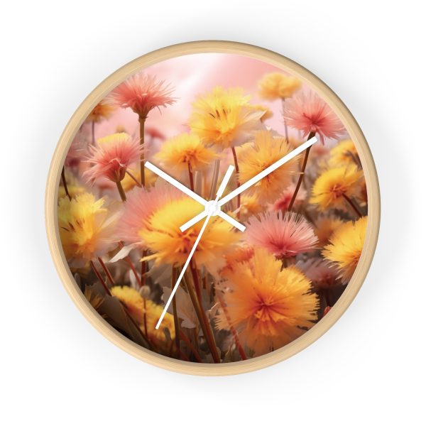 Fuzzy Dandelion Fantasy - Wood Frame Wall Clock