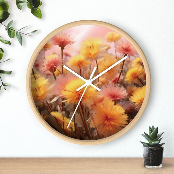 Fuzzy Dandelion Fantasy - Wood Frame Wall Clock - Image 3