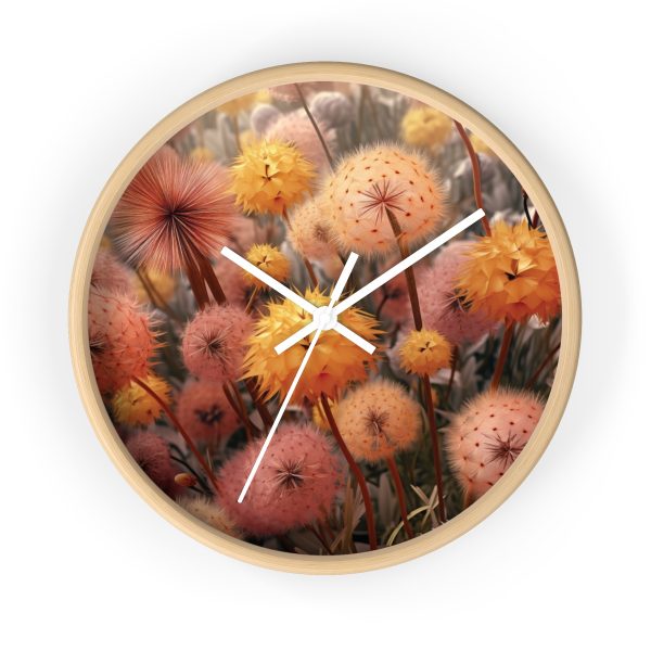 Autumn Dandelion Dream - Wood Frame Wall Clock