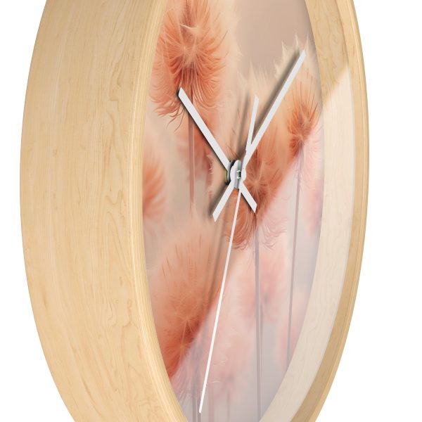 Misty Peach Dandelions - Wood Frame Wall Clock - Image 2