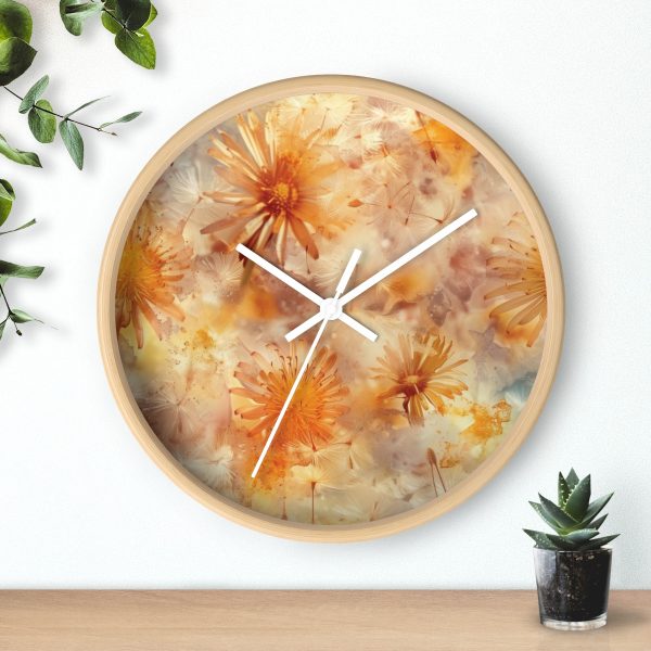 Dandelion Amber Inclusion Print - Wood Frame Wall Clock - Image 3