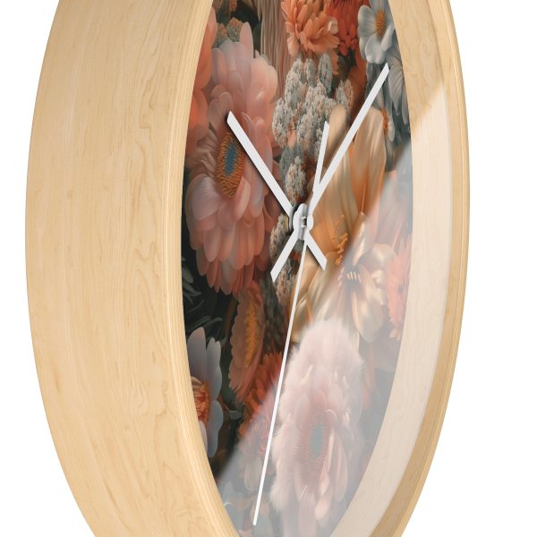 Lustrous Peach Baroque Floral 02 - Wood Frame Wall Clock - Image 17