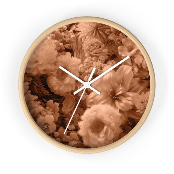 Lustrous Peach Fuzz Tone Baroque Floral 02 - Wood Frame Wall Clock - Image 16