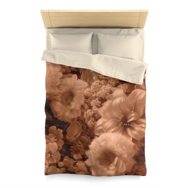 Lustrous Peach Fuzz Tone Baroque Floral 02 - Microfiber Duvet Cover - Image 5