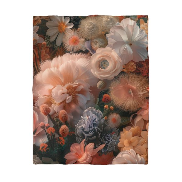 Lustrous Peach Baroque Floral 01 - Microfiber Duvet Cover - Image 4