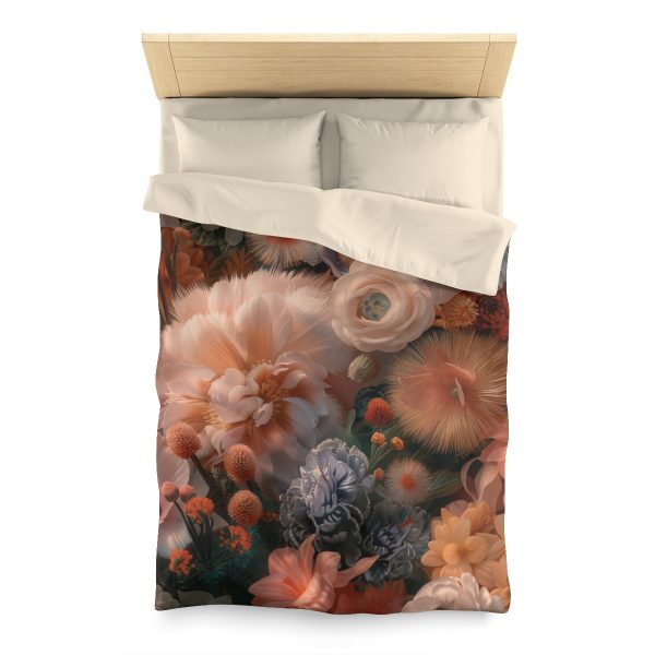 Lustrous Peach Baroque Floral 01 - Microfiber Duvet Cover - Image 5