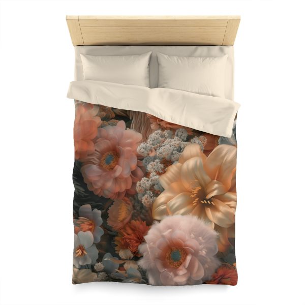 Lustrous Peach Baroque Floral 02 - Microfiber Duvet Cover - Image 5