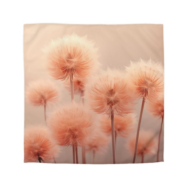 Misty Peach Dandelions - Microfiber Duvet Cover - Image 16