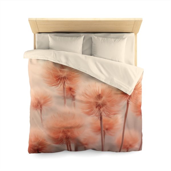 Misty Peach Dandelions - Microfiber Duvet Cover - Image 17