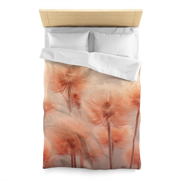 Misty Peach Dandelions - Microfiber Duvet Cover - Image 8