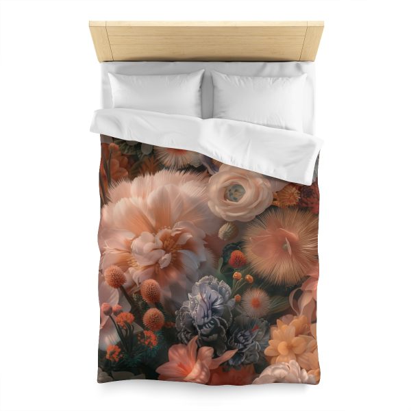 Lustrous Peach Baroque Floral 01 - Microfiber Duvet Cover - Image 8