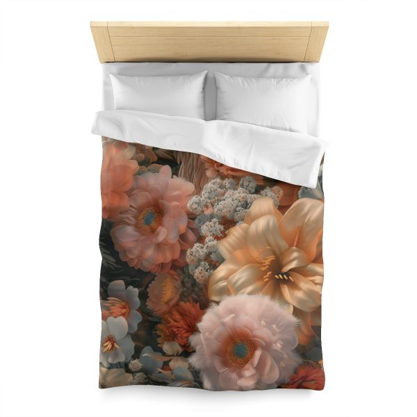 Lustrous Peach Baroque Floral 02 - Microfiber Duvet Cover - Image 8