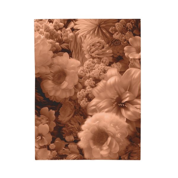 Lustrous Peach Fuzz Tone Baroque Floral 02 - Velveteen Plush Blanket - Image 9