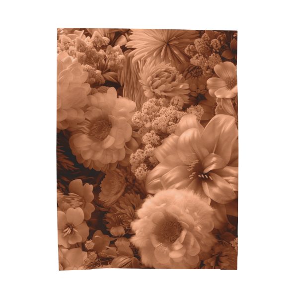 Lustrous Peach Fuzz Tone Baroque Floral 02 - Velveteen Plush Blanket - Image 2