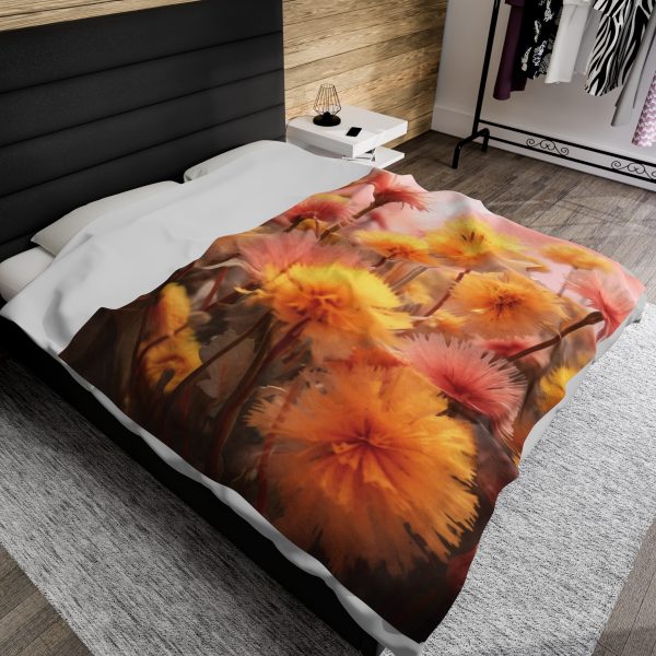 Fuzzy Dandelion Fantasy - Velveteen Plush Blanket - Image 5