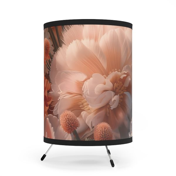 Lustrous Peach Baroque Floral 01 - Tripod Lamp with High-Res Printed Shade, USCA plug - Image 2