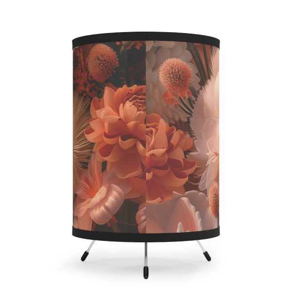 Lustrous Peach Baroque Floral 01 - Tripod Lamp with High-Res Printed Shade, USCA plug - Image 3